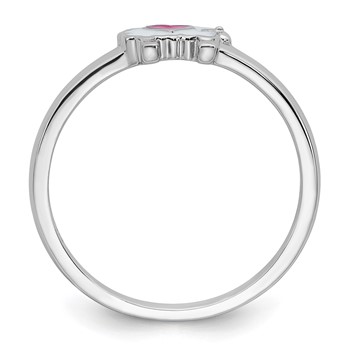 Sterling Silver Rhodium-plated Children's Size 3 White and Pink Enamel Sheep with Heart Ring — alternate view