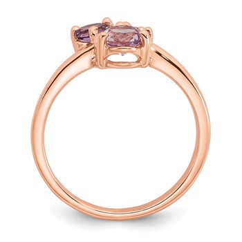 "Sterling Silver Rose Gold-plated Polished Round Amethyst, Pink Quartz and Rhodolite Garnet Size 6 Ring" — alternate view