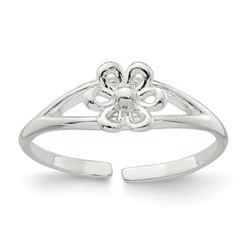 Sterling Silver Polished Flower Toe Ring