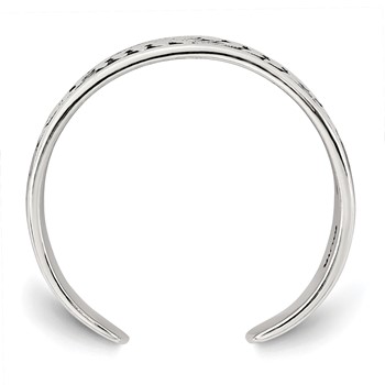 Sterling Silver Polished and Antiqued Rose and Leaf Pattern Toe Ring — alternate view