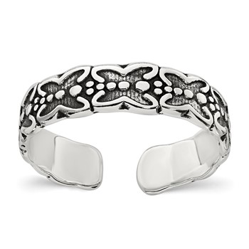 Sterling Silver Polished and Antiqued Butterfly Toe Ring