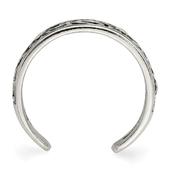Sterling Silver Antiqued Floral Toe Ring — alternate view