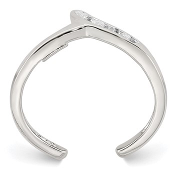 Sterling Silver Polished CZ Toe Ring — alternate view