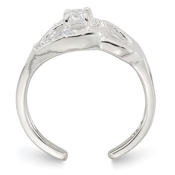 Sterling Silver Polished CZ Fancy Toe Ring — alternate view