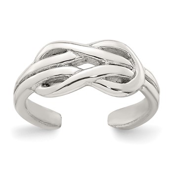 Sterling Silver Polished Knot Infinity Adjustable Toe Ring