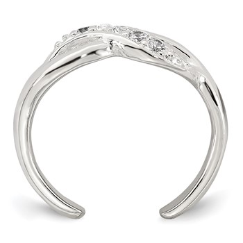 Sterling Silver Polished CZ Infinity Adjustable Toe Ring — alternate view