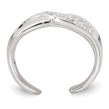 Sterling Silver Polished CZ Infinity Adjustable Toe Ring — alternate view