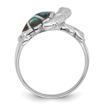 Sterling Silver Rhodium-plated Polished Abalone Sea Turtle Size 7 Ring — alternate view