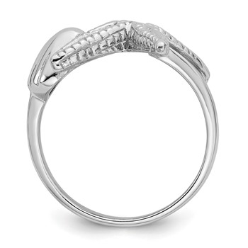 Sterling Silver Rhodium-plated Polished and Textured Sea Shell with Starfish Size 7 Ring — alternate view