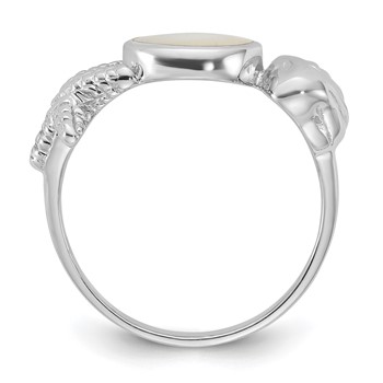 Sterling Silver Rhodium-plated Polished Oval Mother of Pearl and Sea Shell with Starfish Size 7 Ring — alternate view