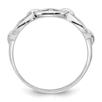 Sterling Silver Rhodium-plated Polished Mariner Link Size 8 Ring — alternate view