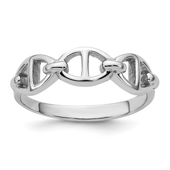 Sterling Silver Rhodium-plated Polished Mariner Link Size 8 Ring
