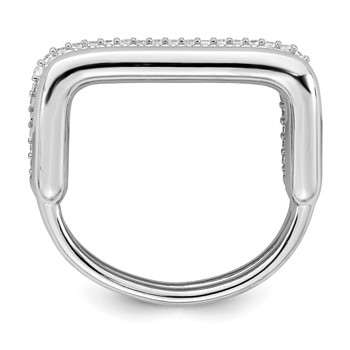Sterling Silver Rhodium-plated Polished and Pave CZ Square Size 7 Two Ring Set — alternate view