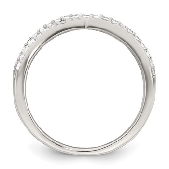 Sterling Silver Polished White CZ Fancy Crossed Size 7 Ring — alternate view