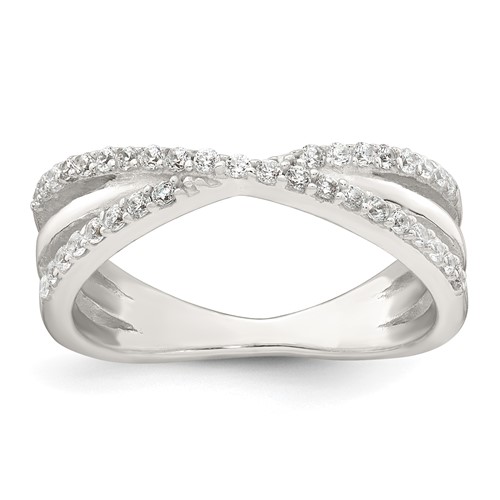 Sterling Silver Polished Fancy CZ Ring