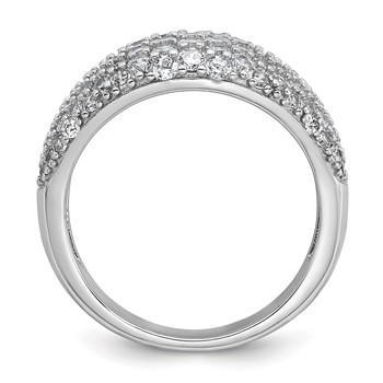 Sterling Silver Rhodium-plated Polished Tapered Pave CZ Size 7 Ring — alternate view