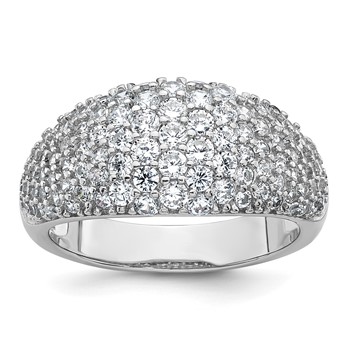 Sterling Silver Rhodium-plated Polished Tapered Pave CZ Size 7 Ring