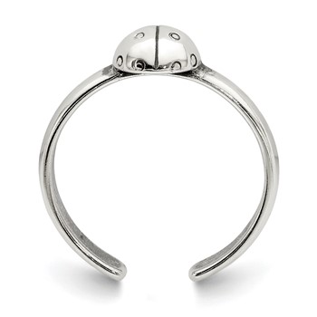 Sterling Silver Antiqued Ladybug Toe Ring — alternate view