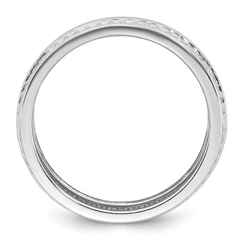 Sterling Silver Rhodium-plated Polished 6.5mm CZ Band Size 7 Ring — alternate view