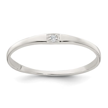 Sterling Silver Polished CZ 1.5mm Band Size 6 Ring
