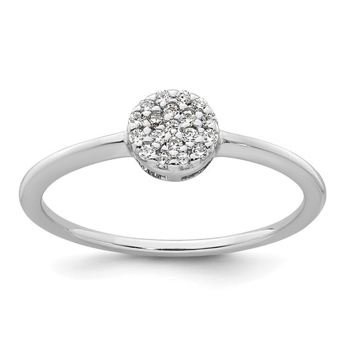 Sterling Silver Rhodium-plated Polished Pave CZ Circle Ring