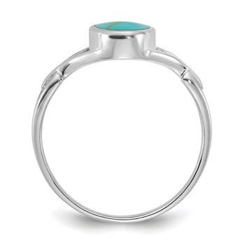 Sterling Silver Rhodium-plated Polished Oval Reconstituted Turquoise Size 6 Ring — alternate view