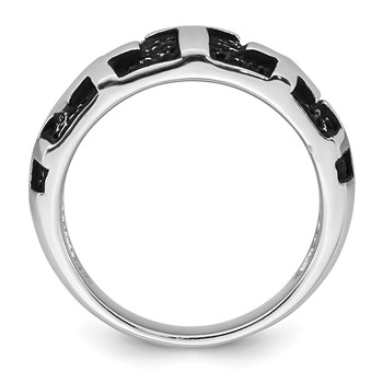 Sterling Silver Rhodium-plated Enameled Polished Multi-Cross Size 9 Men's Ring — alternate view