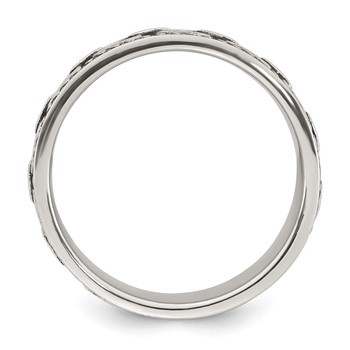 Sterling Silver Polished Beaded Antiqued Chain Link Band Size 10 Mens Ring — alternate view