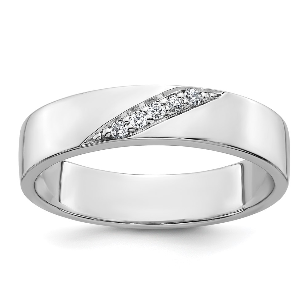 Sterling Silver Rhodium-plated Polished CZ Men's Ring