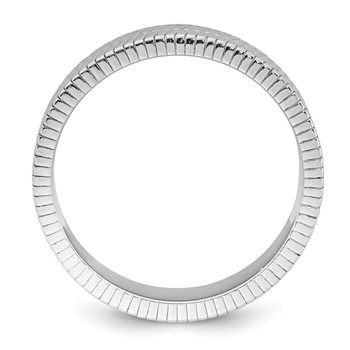 Sterling Silver Rhodium-plated Polished and Textured 5.00mm Band Size 10 Mens Ring — alternate view