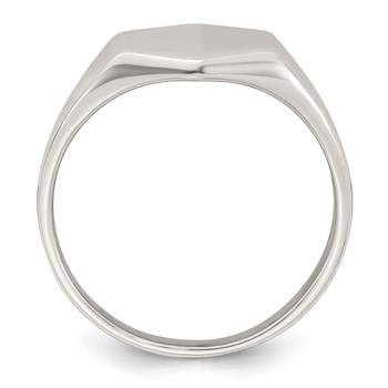 Sterling Silver Polished 12.2mm x 11.4mm Hexagon Closed Back Size 9 Mens Signet Ring — alternate view