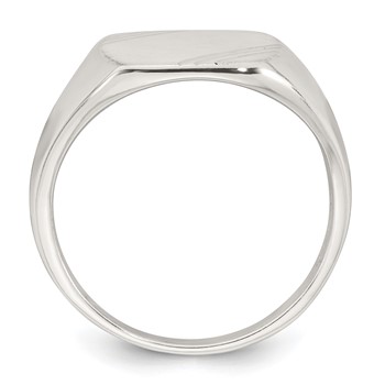 Sterling Silver Polished Brushed and Grooved 15.3mm x 13.2mm Rectangle Closed Back Size 10 Mens Signet Ring — alternate view