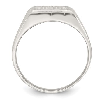 Sterling Silver Polished and Grooved White CZ Square Size 11 Mens Ring — alternate view