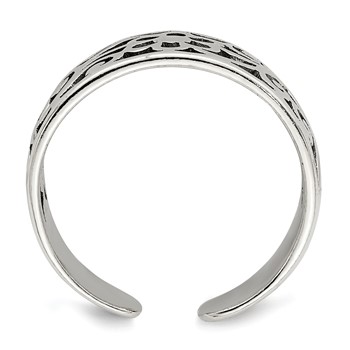 Sterling Silver Antiqued Floral Toe Ring — alternate view