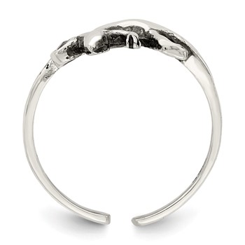 Sterling Silver Antiqued Lizard CZ Toe Ring — alternate view