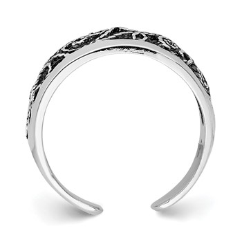 Sterling Silver Antiqued Floral Toe Ring — alternate view