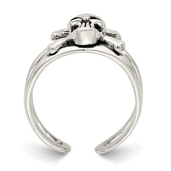 Sterling Silver Antiqued Skull Toe Ring — alternate view