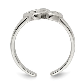 Sterling Silver Solid Heart Toe Ring — alternate view