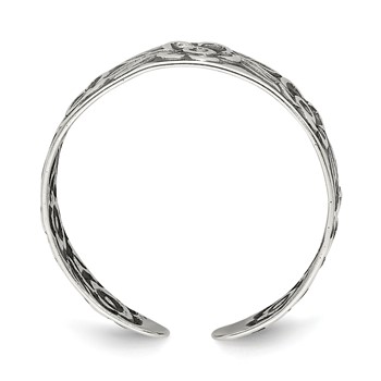 Sterling Silver Antiqued Flowers Toe Ring — alternate view