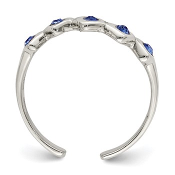 Sterling Silver Blue CZ Heart Toe Ring — alternate view