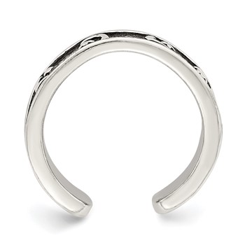 Sterling Silver Antiqued Moon & Star Toe Ring — alternate view