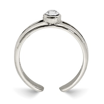 Sterling Silver CZ Antiqued Toe Ring — alternate view