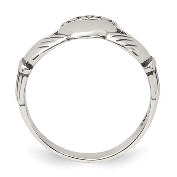 Sterling Silver Antiqued Claddagh Ring — alternate view