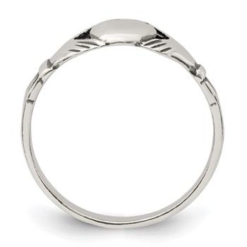 Sterling Silver Antiqued Claddagh Ring — alternate view