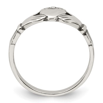 Sterling Silver Antiqued Claddagh Ring — alternate view