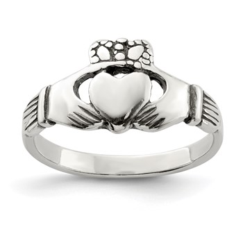 Sterling Silver Antiqued Claddagh Ring