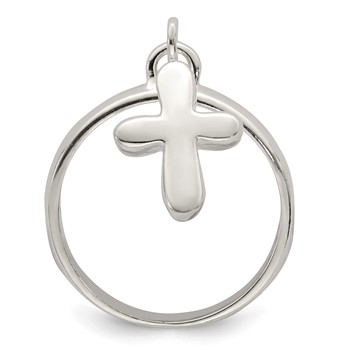 Sterling Silver Solid Cross Dangle Ring — alternate view