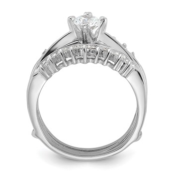 Sterling Silver Rhodium-plated CZ Ring Set — alternate view