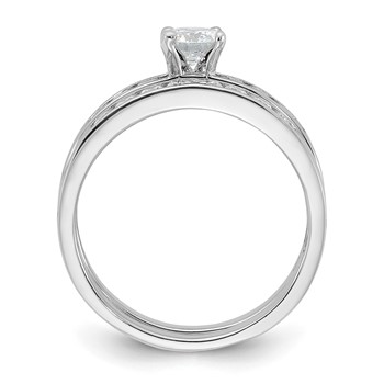 Sterling Silver Rhodium-plated CZ Ring Set — alternate view