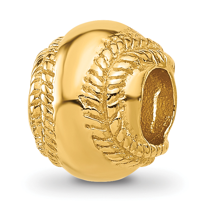Sterling Silver Reflections Gold-plated Baseball Bead - Quality Gold